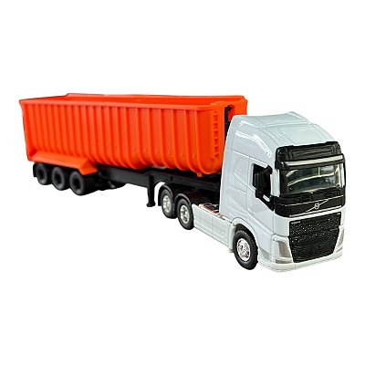 Miniatura Caminhão Volvo Branco Caçamba Welly 1:64