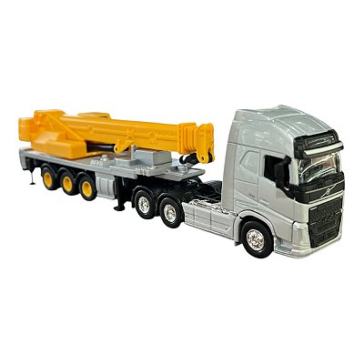 Miniatura Caminhão Volvo Prata Guindaste Welly 1:64