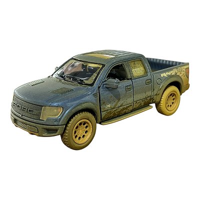 Miniatura Ford F150 Raptor Enlamada Azul Kinsmart 1:46