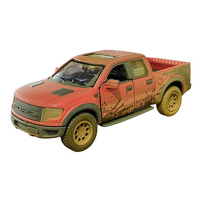 Miniatura Ford F150 Raptor Enlamada Vermelho Kinsmart 1:46