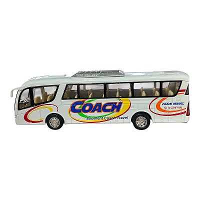 Miniatura Ônibus Branco Coach Kinsfun 1:64