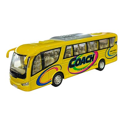 Miniatura Ônibus Amarelo Coach Kinsfun 1:64
