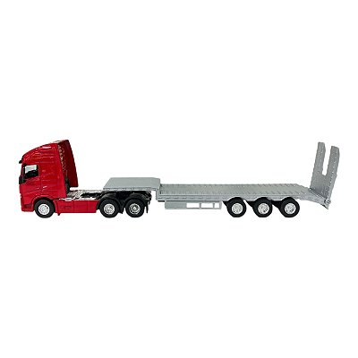 Miniatura Caminhão Volvo Vermelho Prancha Welly 1:64