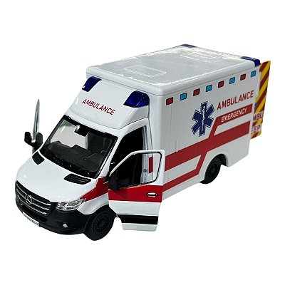 Miniatura Mercedes Benz Sprinter Ambulancia Branco 1:48