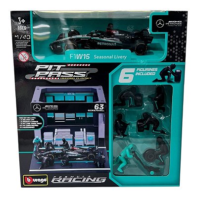 Diorama Pit Stop Fórmula 1 Mercedes W15 Russel 63 1:43