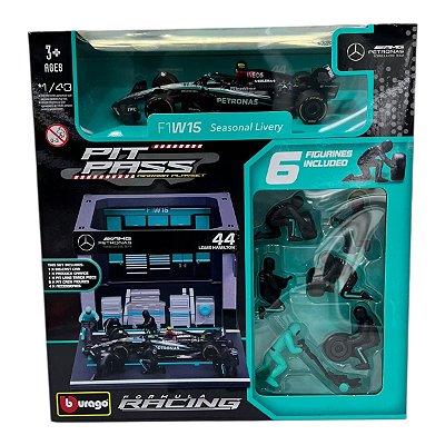 Diorama Pit Stop Fórmula 1 Mercedes W15 Hamilton 44 1:43