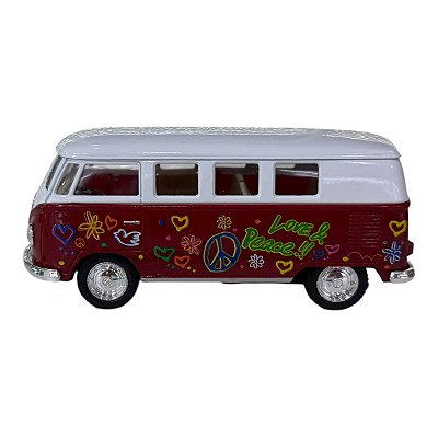 Miniatura Volkswagen Kombi Classic Paz Vermelho 1:32