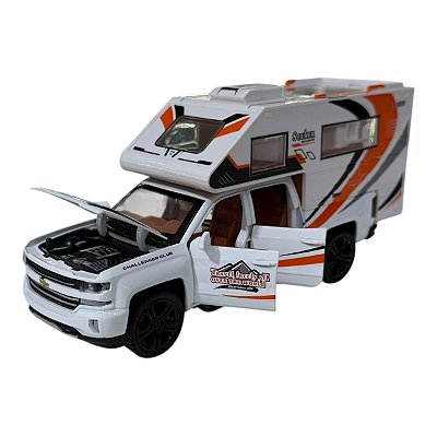 Miniatura Chevrolet Silverado Trailer Acende Luz e Som 1:32