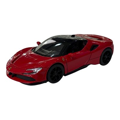 Miniatura Ferrari SF90 Vermelho Acende Luz e Som Metal 1:32