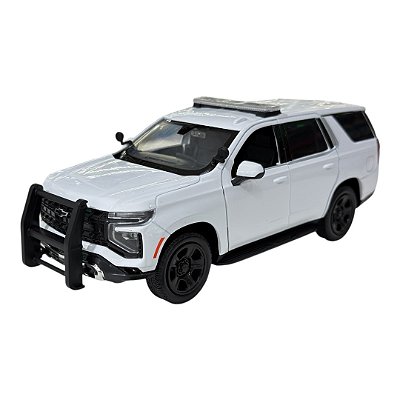 Miniatura Chevrolet Tahoe Policia Branco Metal 1:24