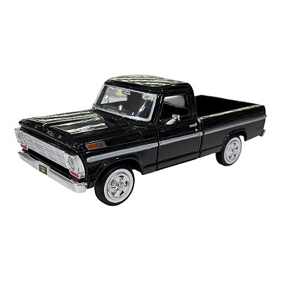 Miniatura Ford F100 1969 Pickup Preto Metal 1:24