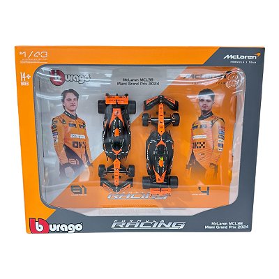 Miniatura Fórmula 1 F1 Mclaren MCL38 Pack com 2 #4 #81 1:43
