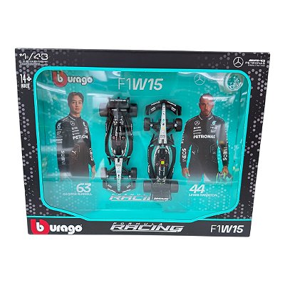 Miniatura Fórmula 1 F1 Mercedes W15 Pack com 2 #44 #63 1:43