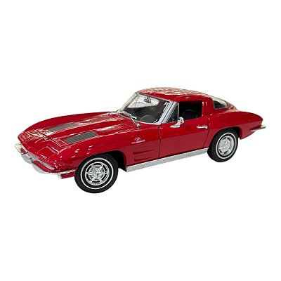Miniatura Chevrolet Corvette 1963 Vermelho Metal Welly 1:24