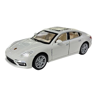 Miniatura Porsche Panamera Branco Acende Luz e Som 1:24