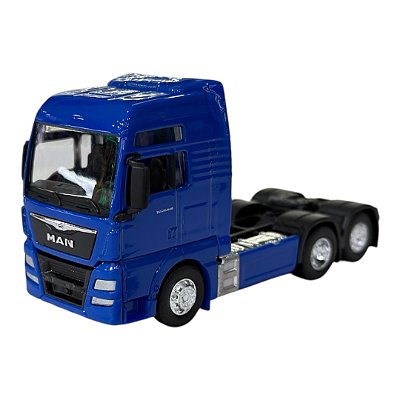 Miniatura Caminhão Man Tgx26.440 Azul Metal Welly 1:64