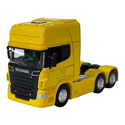 Miniatura Caminhão Scania V8 R730 Truck Amarelo Metal 1:64