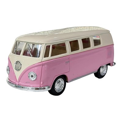 Miniatura Volkswagen Kombi Classic Rosa e Bege 1:32