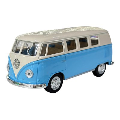 Miniatura Volkswagen Kombi 1962 Classic Azul Claro Bege 1:32