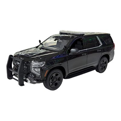 Miniatura Chevrolet Tahoe Policia Preto Metal 1:24
