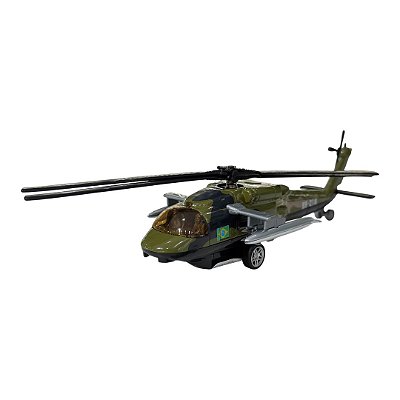 Miniatura Helicóptero Black Hawk Brasil Camuflado Metal 1:96