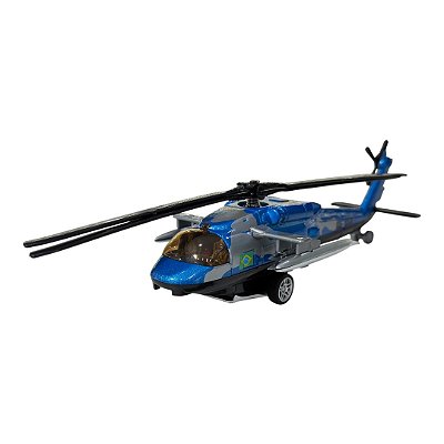 Miniatura Helicóptero Black Hawk Brasil Azul Metal 1:96