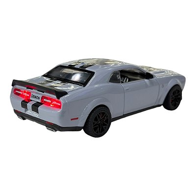 Miniatura Dodge Challenger Demon Liga Luz e Som Metal 1:32