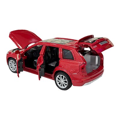 Miniatura Volvo XC90 Vermelho Liga Luz e Som Metal 1:32