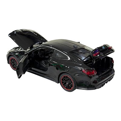 Miniatura BMW M4 Preto Liga Luz e Som Metal 1:32