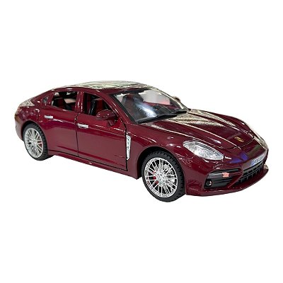 Miniatura Porsche Panamera Bordô Liga Luz e Som Metal 1:18