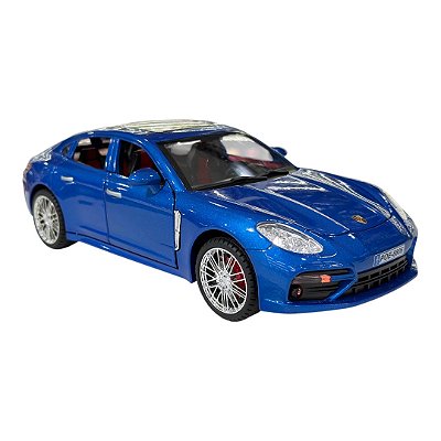 Miniatura Porsche Panamera Azul Liga Luz e Som Metal 1:18