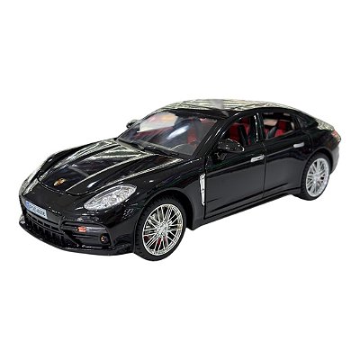 Miniatura Porsche Panamera Preto Liga Luz e Som Metal 1:18