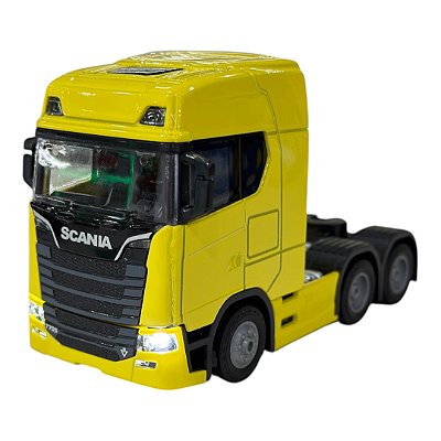 Miniatura Caminhão Scania 770S Amarelo Luz e Som 1:50