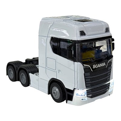 Miniatura Caminhão Scania 770S Branco Luz e Som 1:50