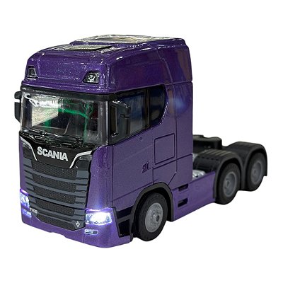 Miniatura Caminhão Scania 770S Roxo Luz e Som 1:50