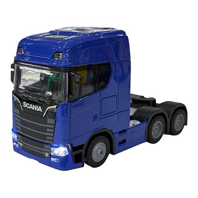 Miniatura Caminhão Scania 770S Azul Escuro Luz e Som 1:50