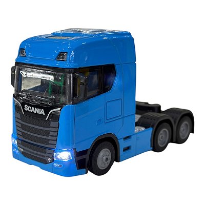 Miniatura Caminhão Scania 770S Azul Claro Luz e Som 1:50