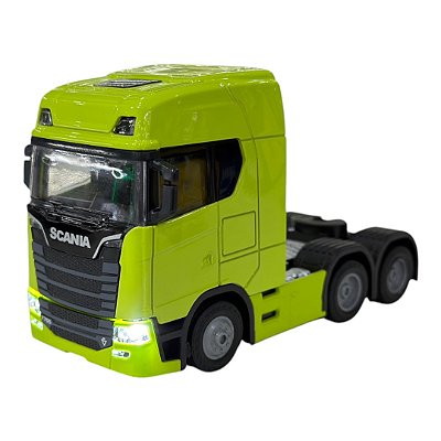 Miniatura Caminhão Scania 770S Verde Claro Luz e Som 1:50
