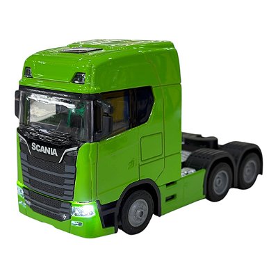 Miniatura Caminhão Scania 770S Verde Escuro Luz e Som 1:50
