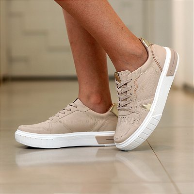 Sapatênis Feminino Pegada LINHO   METAL DOURADO  BLUSH