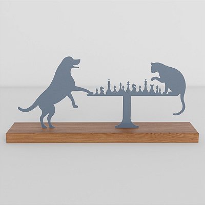 Escultura Gato e Cachorro