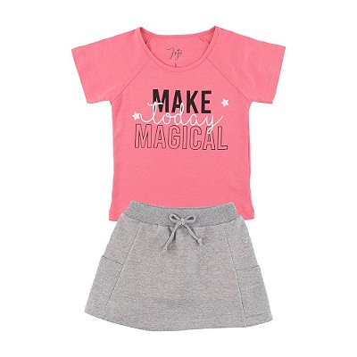 Conjunto Infantil Feminino Make Today Magical - Jojô Pink Flowers