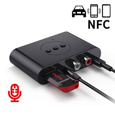 Receptor De Áudio Usb Tipo-c Bluetooth 5.0 Nfc C/ P2 E Rca