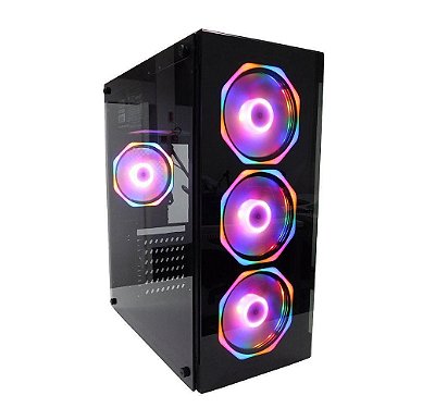 Gabinete Gamer Hayom Vidro Com 4 Fans Cooler Rgb