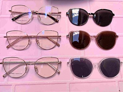 Armação Clip-on Gatinho em Metal Feminina - Tamar