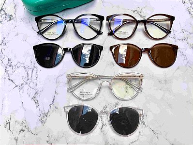 Armação Feminina Redonda Clip-on - Weza