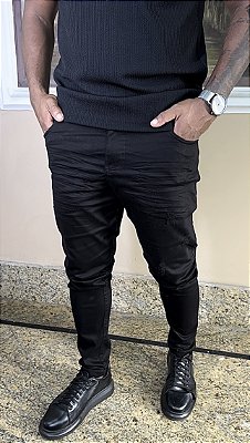 Calça Jeans Preta Destroyed