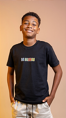 Camisa Preta Kids Algodão Suedine Logo Collors