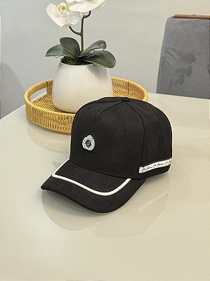 Boné Preto Suede Pingente De Buenas