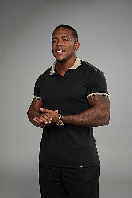 Camisa Polo Preta Gola Bege Algodão Egípcio De Buenas